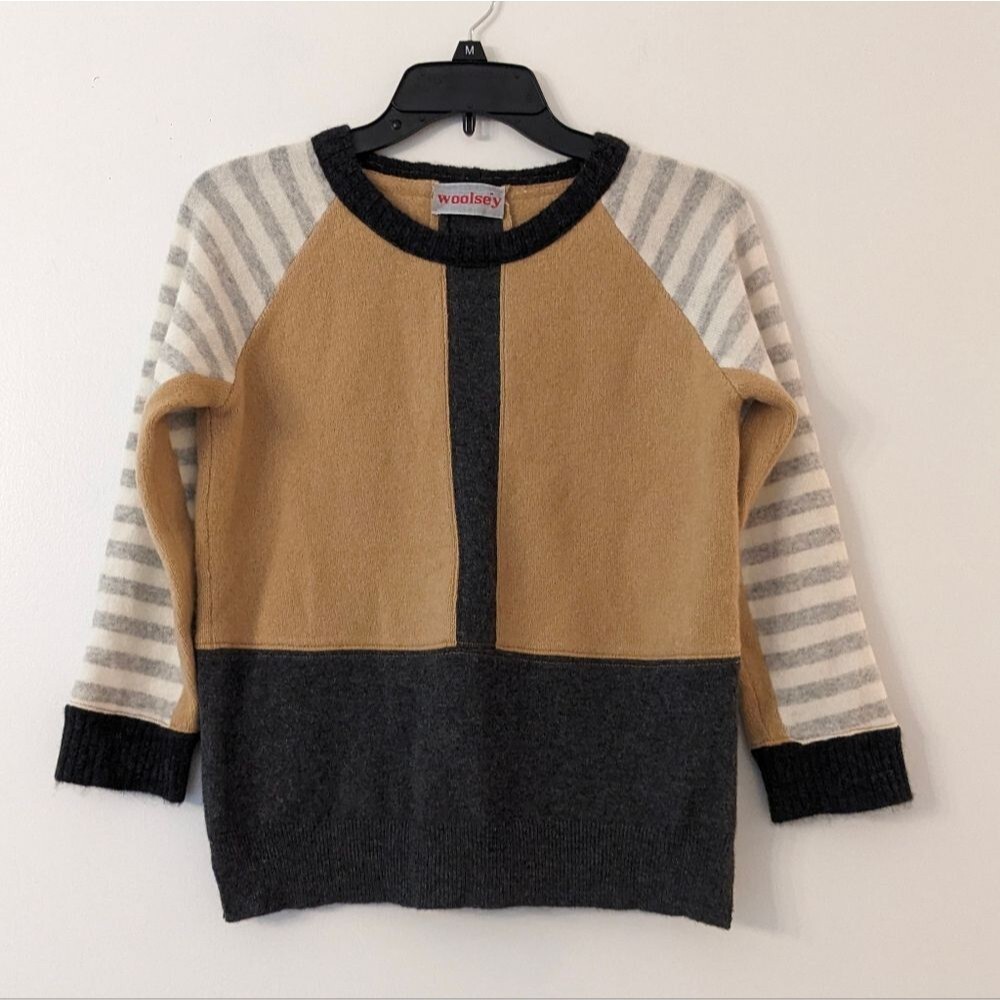Woolsey Wool color block geometric sweater.